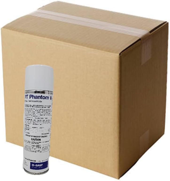 BASF PT Phantom II Pressurized Insecticide Spray, Kills Ants, Cockroach, Bed Bugs & More, Ready to Use, Non-Repellent for Crawling or Flying Insects (Case of 12) 14 oz