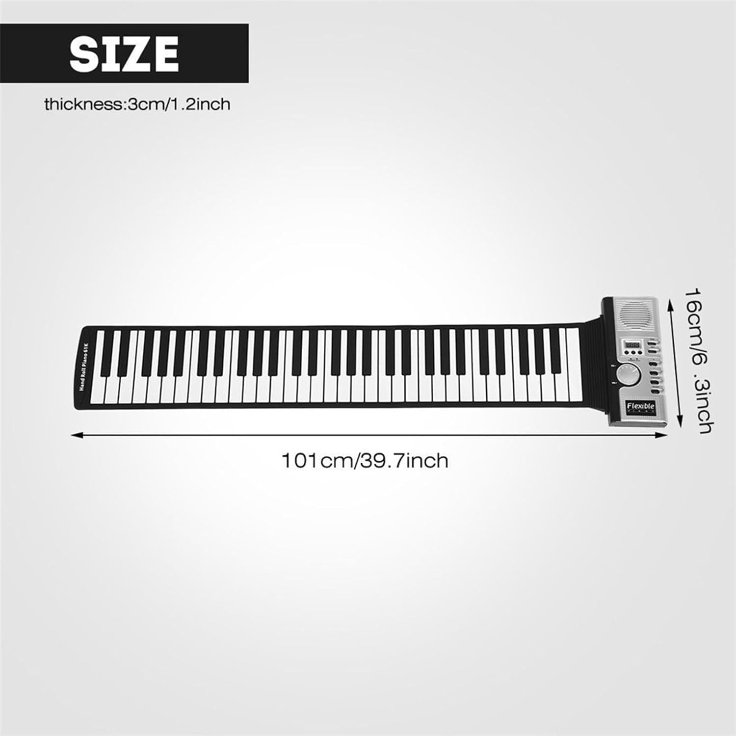 61-Key Roll Up Piano Keyboard, Portable Silicone Travel Piano, MIDI Support, Built-In Speaker for Beginners & Kids