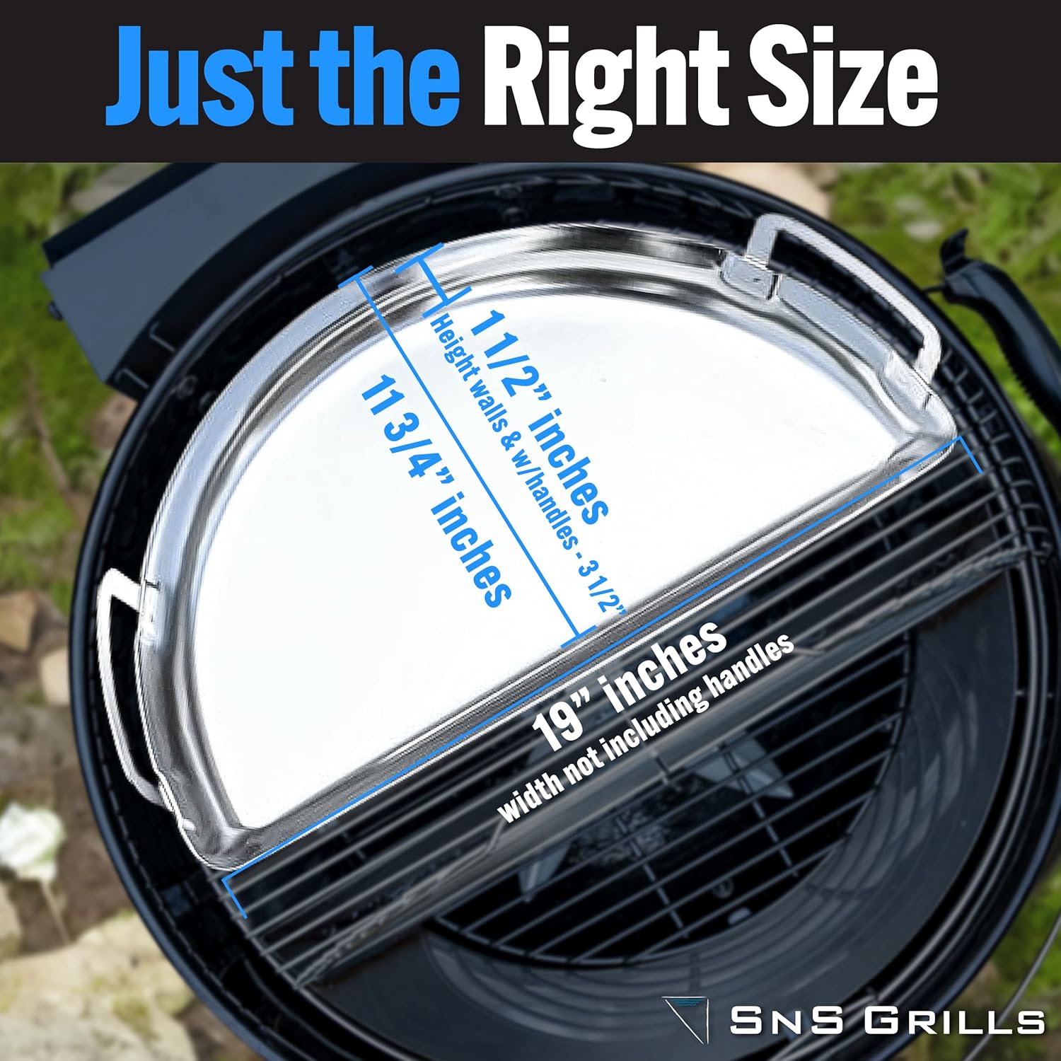 SnS Grills Drip 'N Griddle Pan - 3-in-1 Kettle Grill Accessory for Searing, Dripping, and Griddling, Dishwasher Safe Stainless Steel BBQ Accessory Ideal for 22