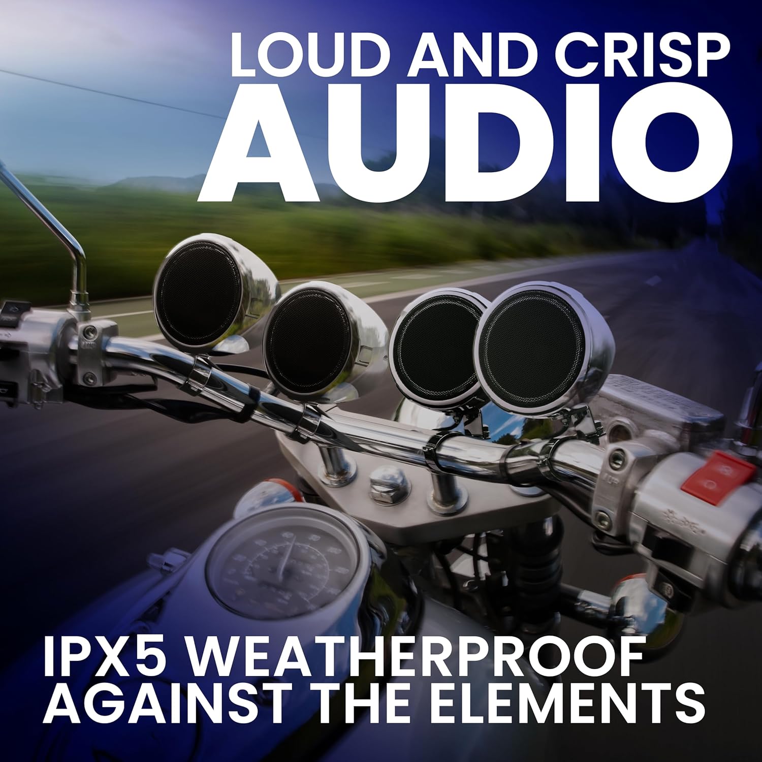 BOSS Audio Systems MC470B 3 Inch Motorcycle Full Range Speakers and Amplifier Sound System - Bluetooth 2 Channel Amplifier, Weatherproof, Volume Control, ATV UTV Compatible