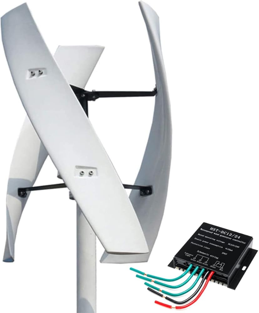 10000W Vertical Wind Turbine Power Generator, 3-Blade 12V-220V Electric Generator with MPPT Charger Controller for Home Street Lighting(White)