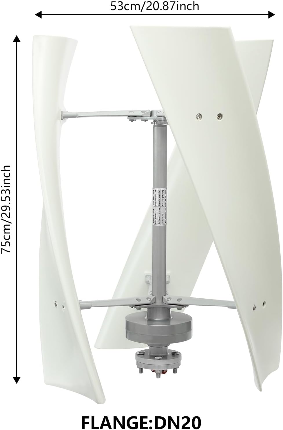 100W Wind Turbine Generator, 12V Wind Power Turbine Generator Kit, 3 Blades Magnetic Levitation Vertical Axis with Controller for Terrace Motor Home Chalet Boat, White