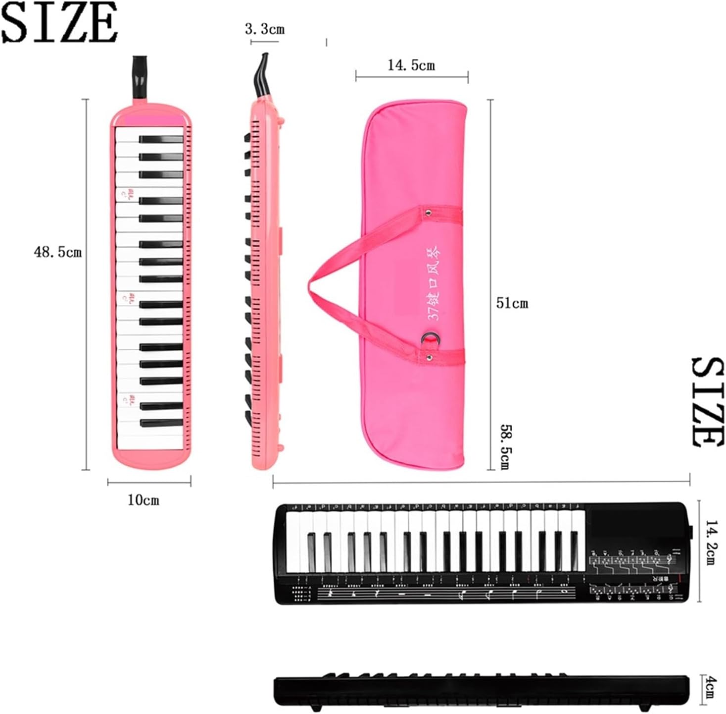 Melodica 37 Key Melodica Adult Beginner Players Portable Tone Piano Mouth Organ Harmonica Pianica Keyboards Instrument(QM-37)
