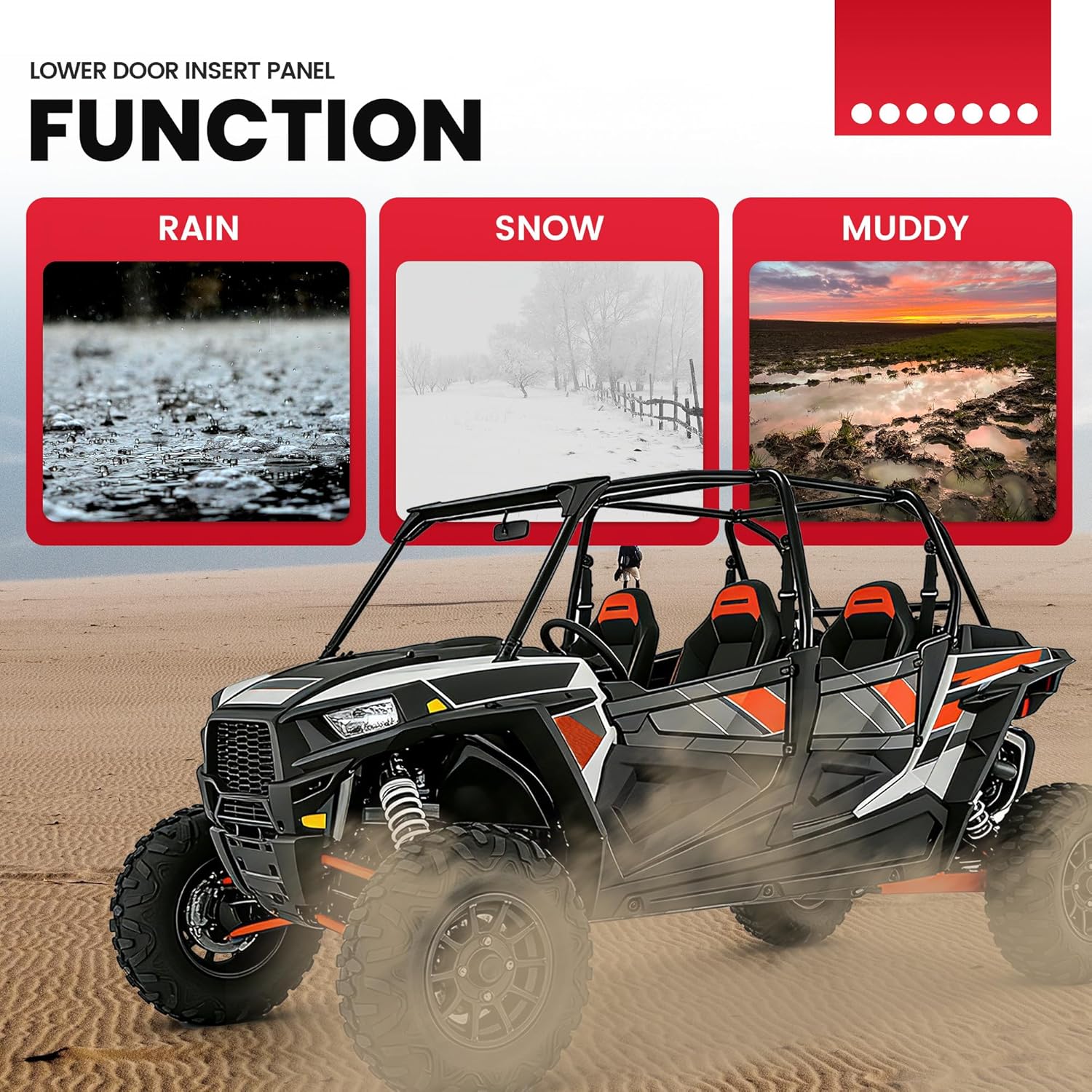 HECASA Lower Door Insert Panel Compatible with 2014-2023 Polaris RZR XP 4 900 XP 4 1000 XP4 Turbo EPS S S4 Replacement for 2879942 Door Accessories 4 Seat Heavy Duty