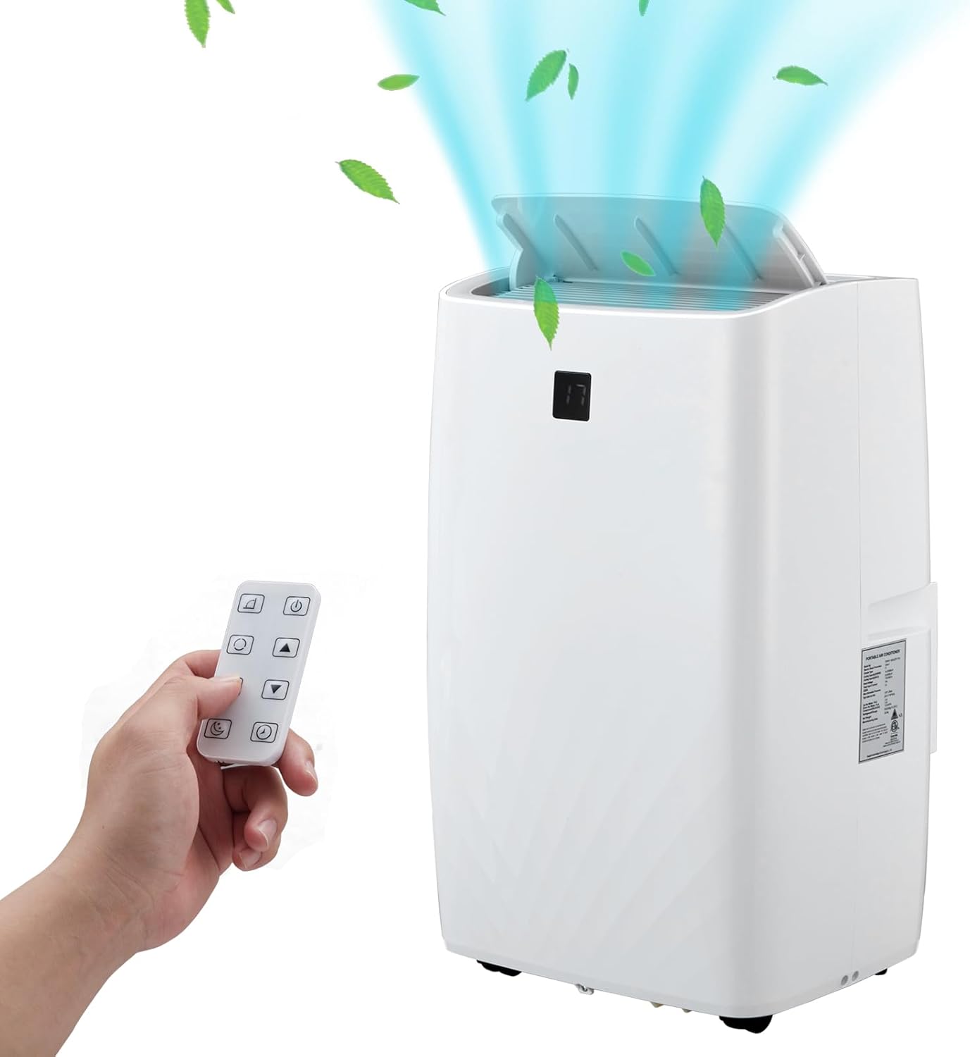 12000 Btu Portable Air Conditioner, 12000 BTU Portable AC Unit with Remote, Window kit, Pipe Cools up to 550 Sq. Ft for Home Office Dorms, White