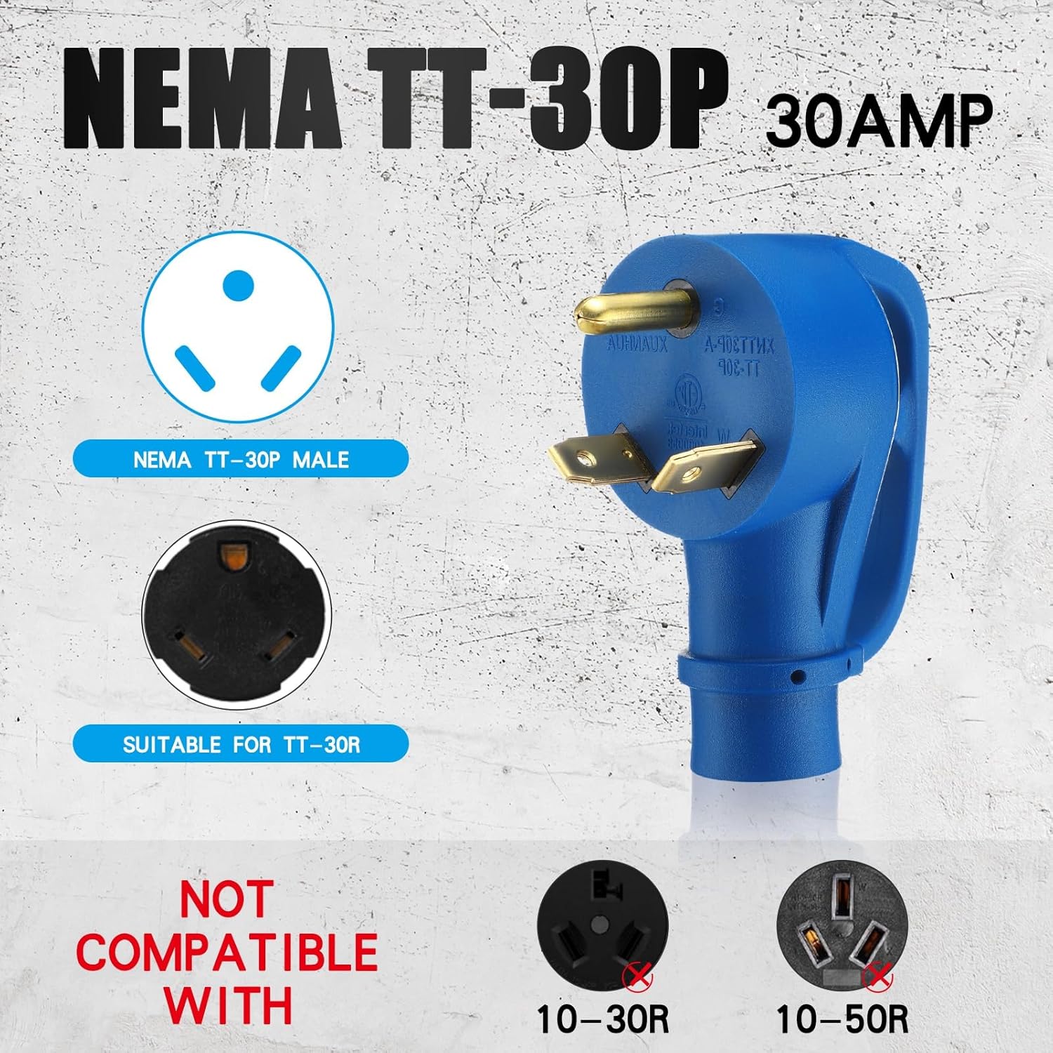 25 ft TT-30P to L14-30R Generator Transfer Switch Adapter Cord, 30 Amp TT-30P Male to L14-30R Female with Locking Ring Generator to House Inlet Box Adapter, STW 10 AWG, ETL Listed