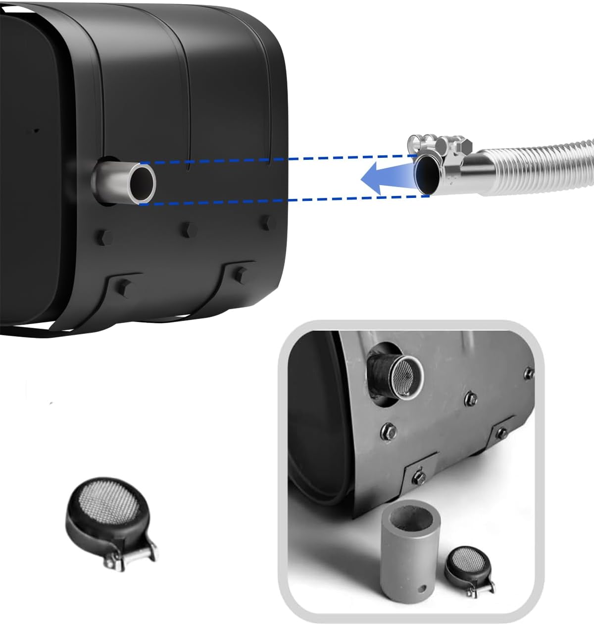 Generator Exhaust Extension Silencer Kit – Universal Fit for Firman, Honda, Champion & More – Heavy-Duty Stainless Steel Muffler with Flexible Pipe – Noise Reduction & Fume Venting
