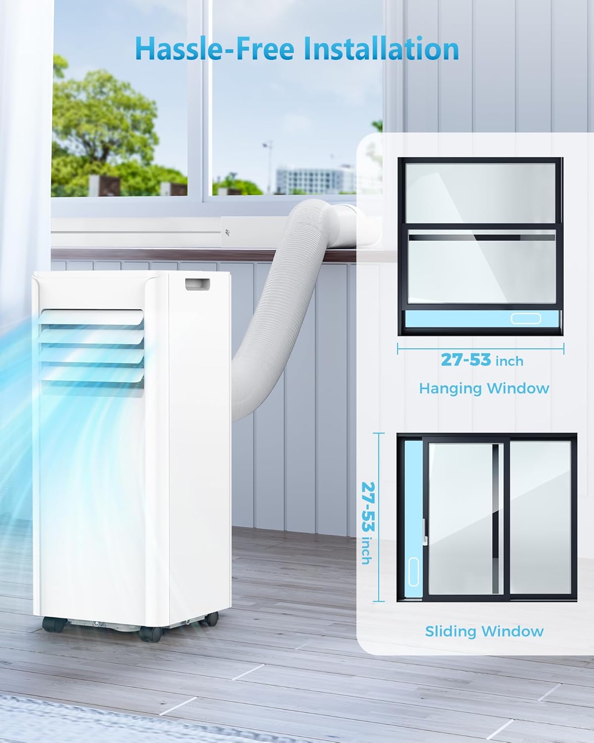 Portable Air Conditioners 8000 BTUs, Portable AC unit Cools Up to 350 sq.ft,3-in-1 Free Standing Cooling AC Unit with Fan & Dehumidifier, Portable AC with Remote Control,24H Timer