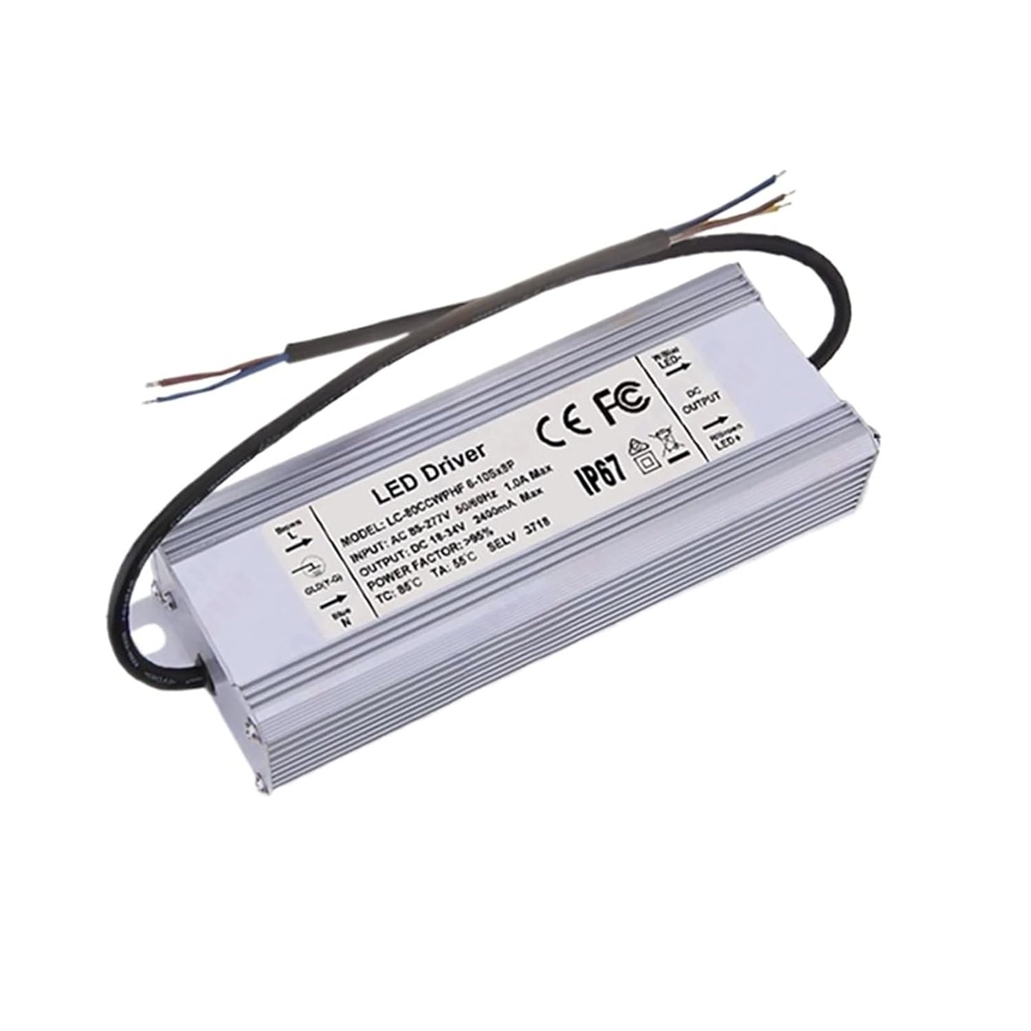 60W 70W 80W LED Driver 2400mA 2100mA 1800mA 1500mA 1200mA 700mA Lighting Transformer(2400mA 18-34V WP)