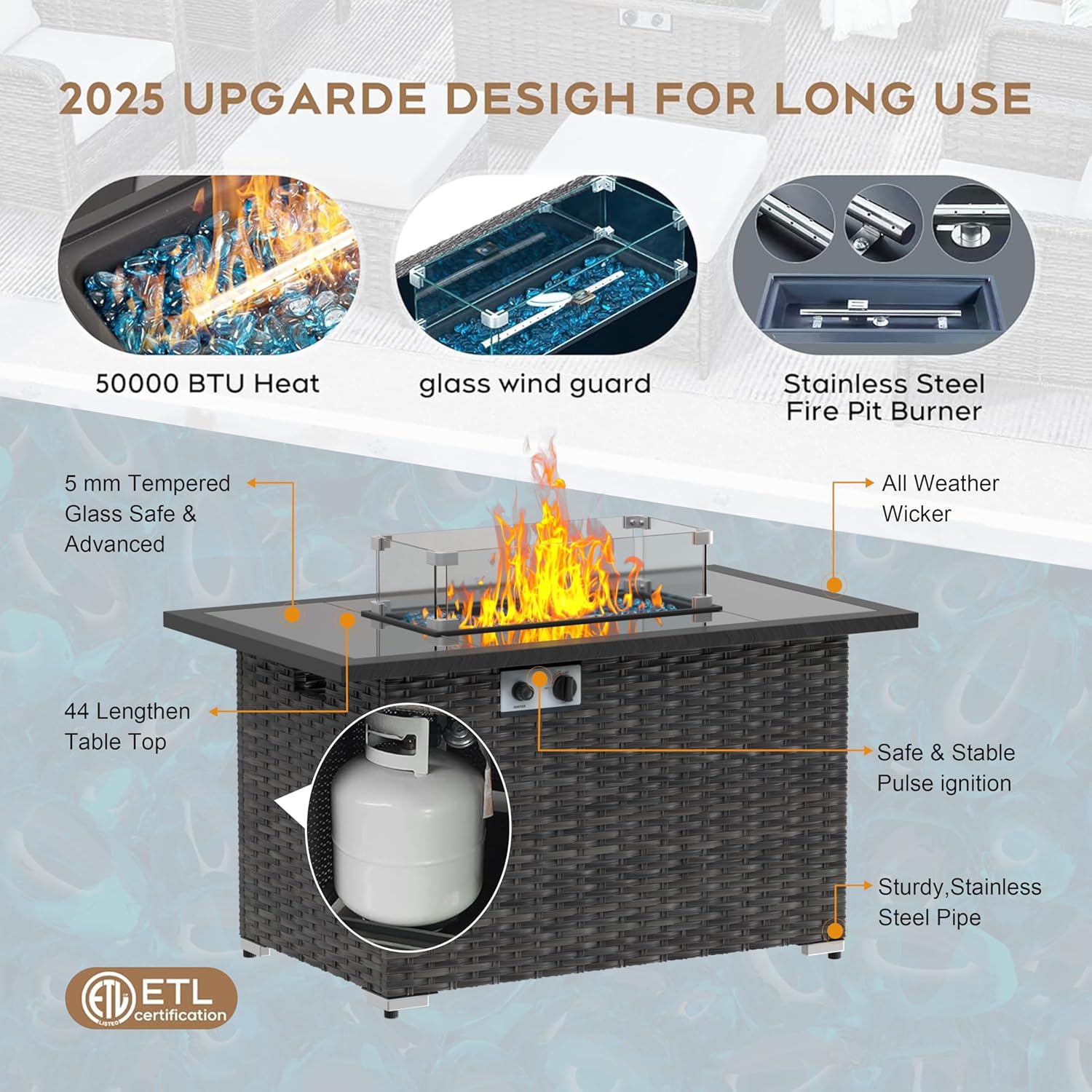 Yechen Patio Furniture Set 6 Peices with 44