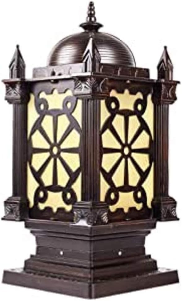 Rustic Pillar Light, Outdoor Aluminum Post Lantern, Vintage Antique Garden Courtyard Column Headlight, Retro Exterior Lighting