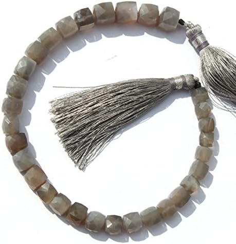 13 inch natural beads strand of 5-8mm faceted cube gray chalcedony gemstone beads for DIY jewelry - necklace, bracelet, earring, ring.