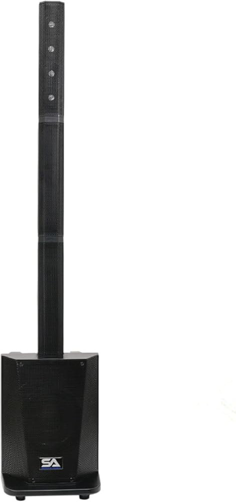 Seismic Audio - Tower1 - Powered Portable Column Array PA System - 4x3 Column Speaker & 10 Inch Subwoofer