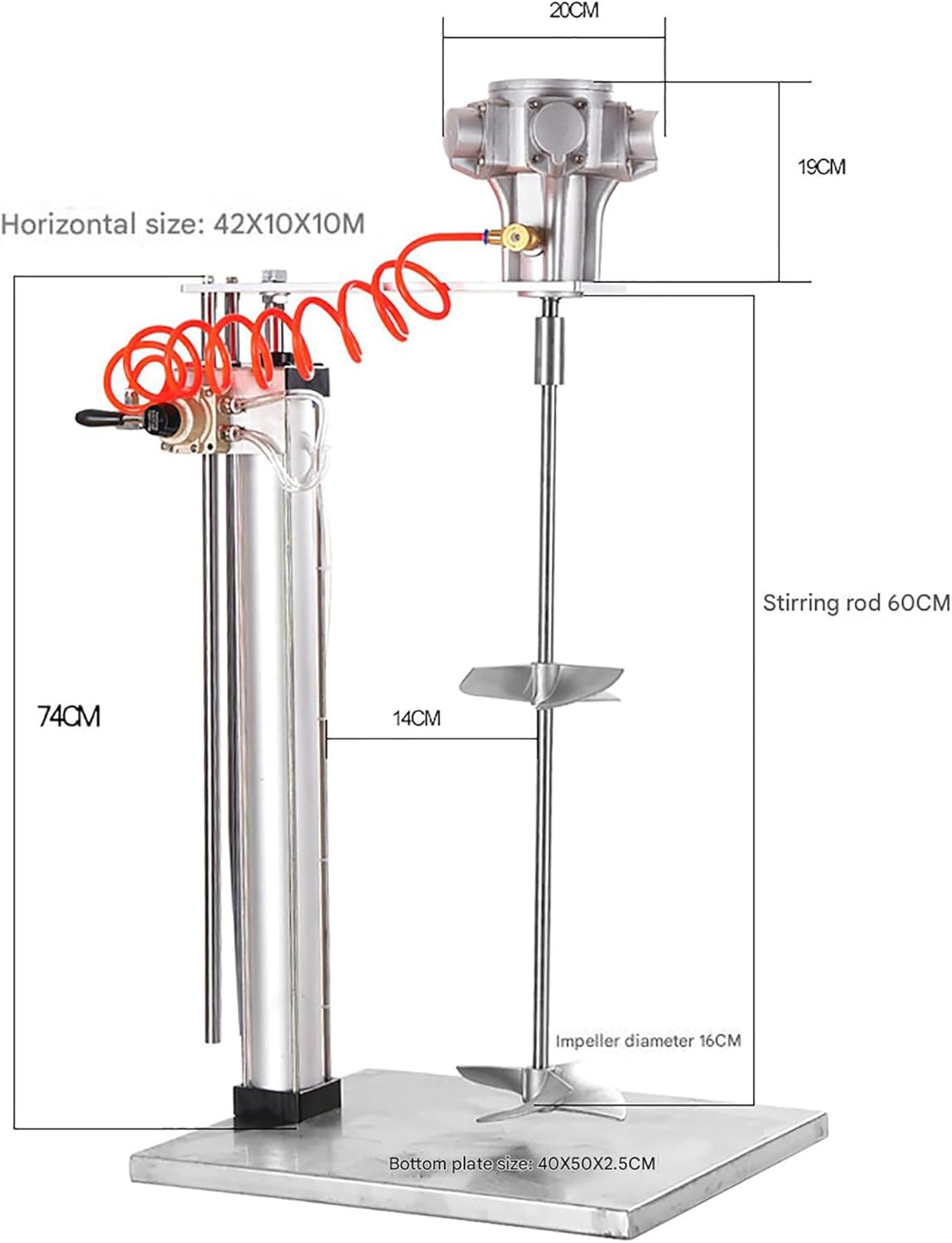 100 Gallon 200L Pneumatic Paint Mixer Semi-Automatic Agitator, 1HP Paint Stirring Machine for Mixing Viscous Liquid Ink Dye Coating