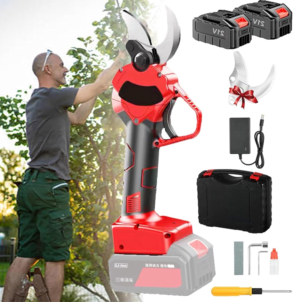 Electric Pruning Shears, Cordless Electric Pruning Battery Powered, Cordless Power Pruner for Gardening with 2Pcs 1500mAh Rechargeable Batteries, Tree Pruner Branch Cutter,incision 3.0-3.5cm-110V