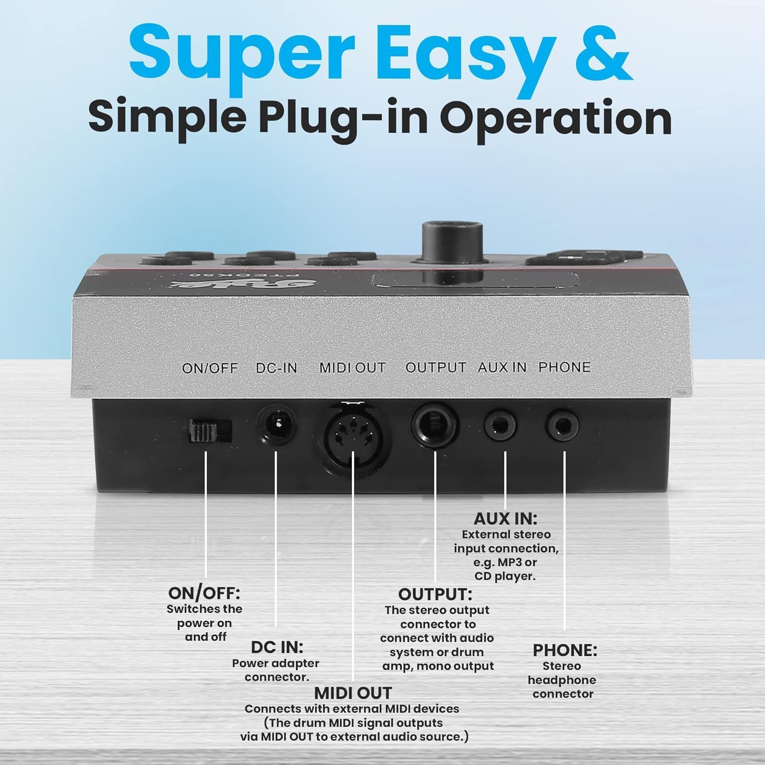 Pyle Electronic Drum Set-Portable Powerful Kit w Machine for Beginners Touch Sensitive Drum Pads, MIDI Computer Connection, Quick Setup Roll-Up Design (Mac & PC Compatible) (PTEDK50)