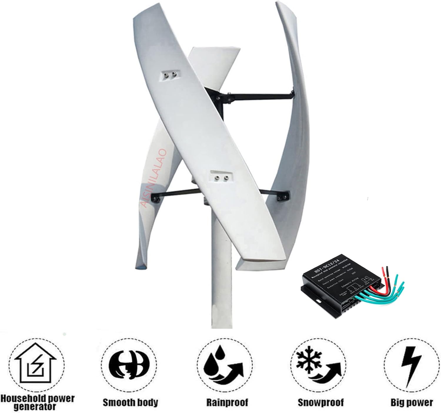 10000W Efficient Portable Vertical Wind Turbine, 220V 3 Blades Low Noise Rotation Wind Turbine Generator with MPPT Controller for Windmill Home Farm
