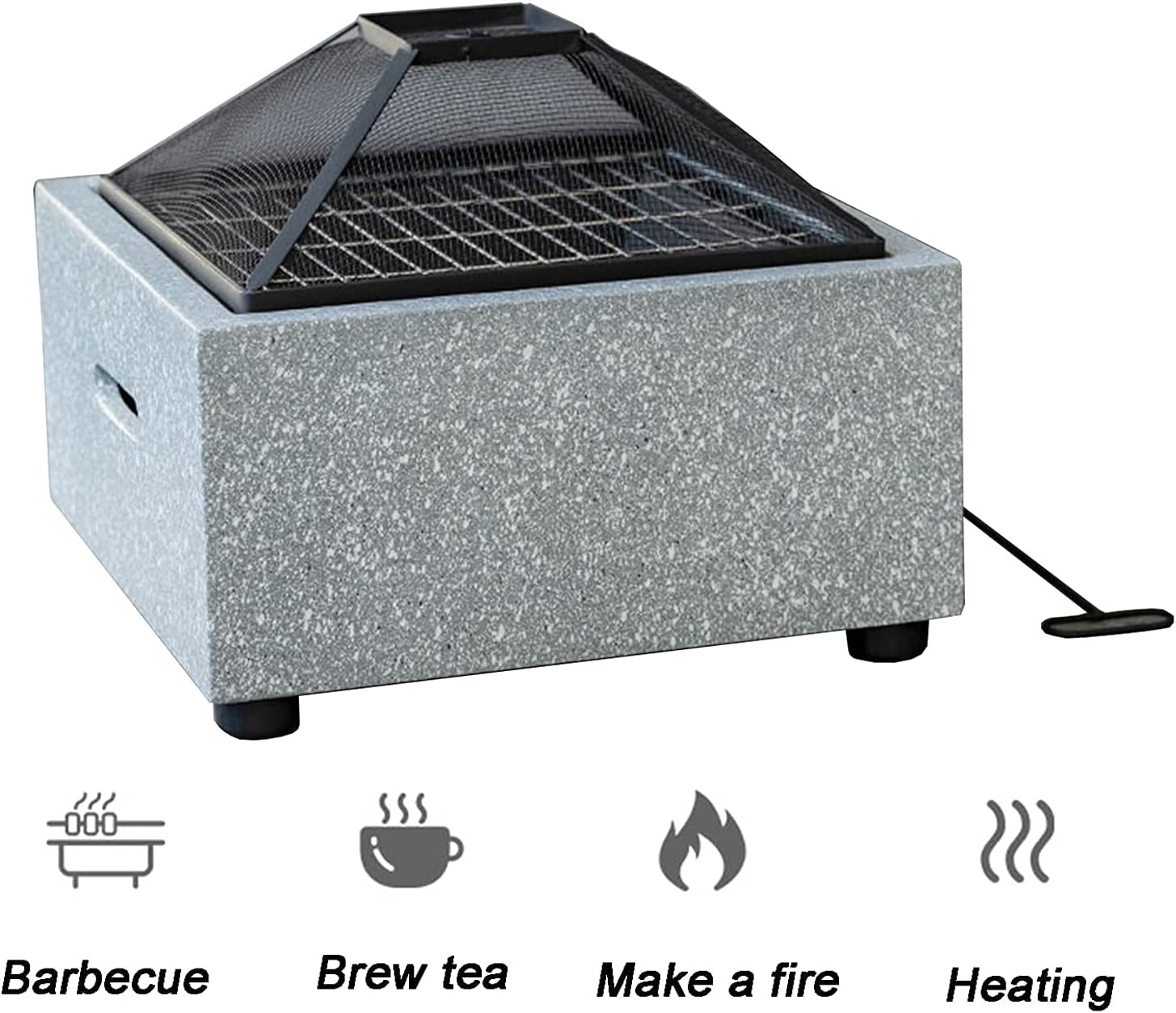 Fire Pit Square Wood Burning fire Pit, Outdoor Barbecue, Heating, ice Pit Three in one Terrace Garden fire Pit