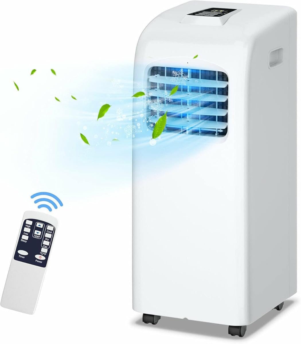 GOFLAME 8000BTU Air Conditioner Portable, Standing Room AC Unit with Remote Control and LED Display, Built-in Dehumidifier, Fan Mode, Window and Wall Mount