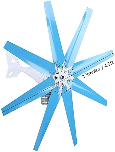 Wind Turbine Generator, 8 Blades Wind Power Machine, 4000W Low Vibration Wind Power Generator Kit Special Stator Designs Electromagnetic Braking