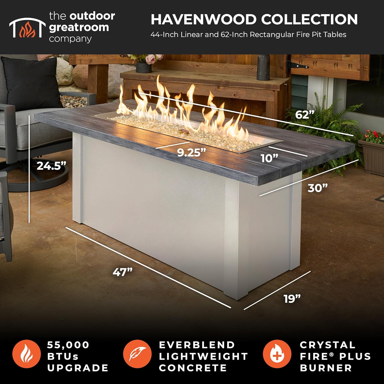 Outdoor GreatRoom Co Propane Fire Pit Table 62