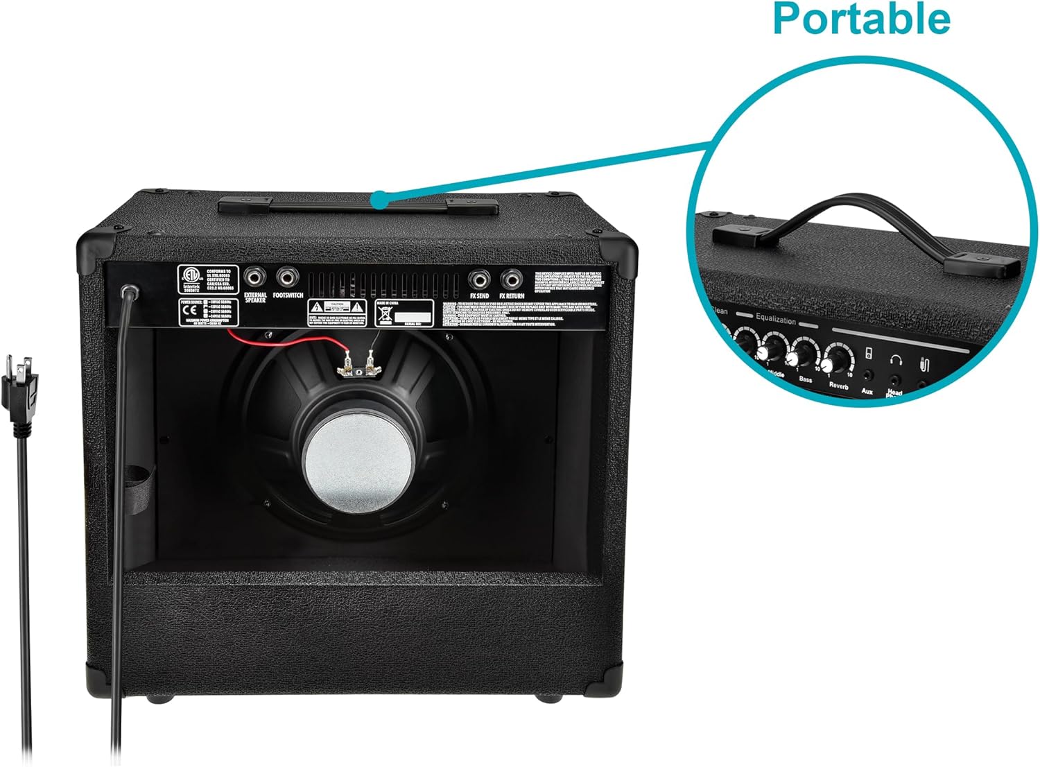 Monoprice 1x10 Guitar Combo Amplifier - Black, 40-Watt, Spring Reverb, 10-Inch 4-Ohm Speaker, High & Low Inputs, Headphone Output - Stage Right Series