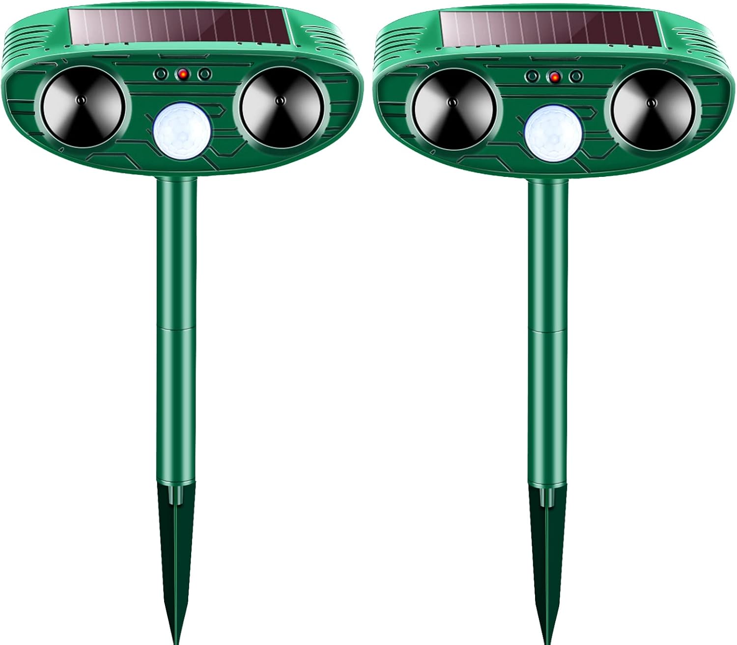 2 Packs Solar Ultrasonic Pest Animal Repeller, Deer Repellent Devices with Motion Sensor, Outdoor Waterproof Deterrent Repel Deer, Cat, Dog, Raccoon, Fox, Skunk, Rabbit, Squirrel for Garden, Yard