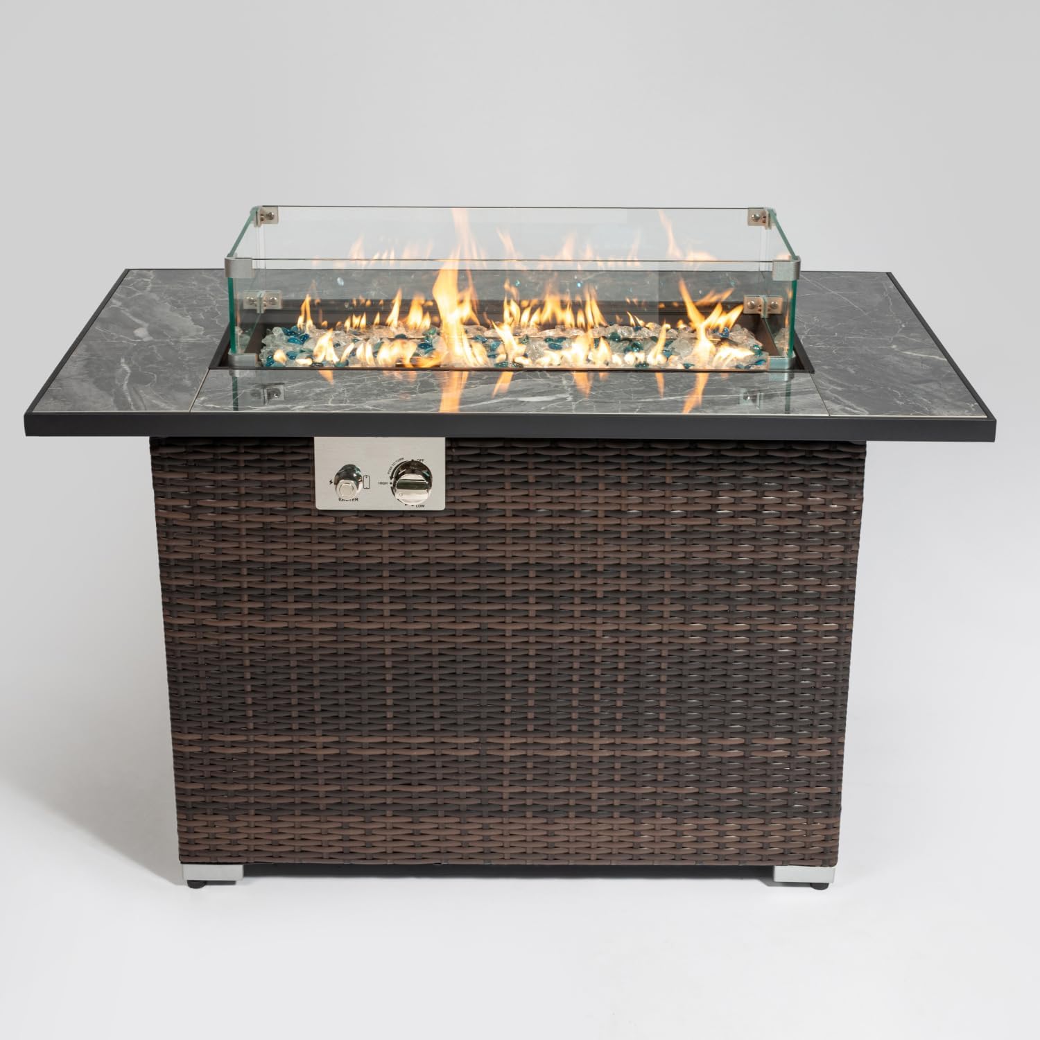 44Inch Outdoor Fire Pit Table, Propane Fire Table with Ceramic Tabletop Gas Fire Table