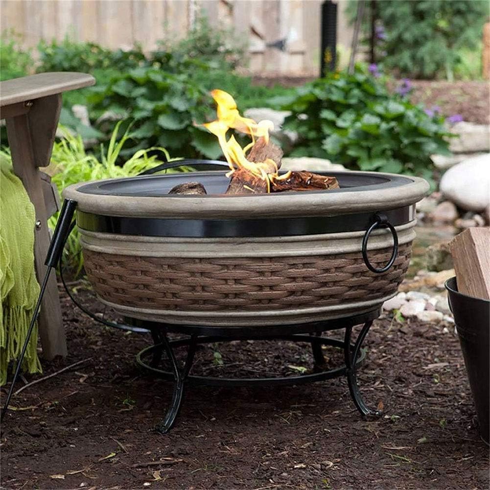 Firepit Fire Pit - Large Bonfire Wood Burning Firepit Bowl - BBQ Grill Metal Grate - for Outdoor Backyard Terrace Patio