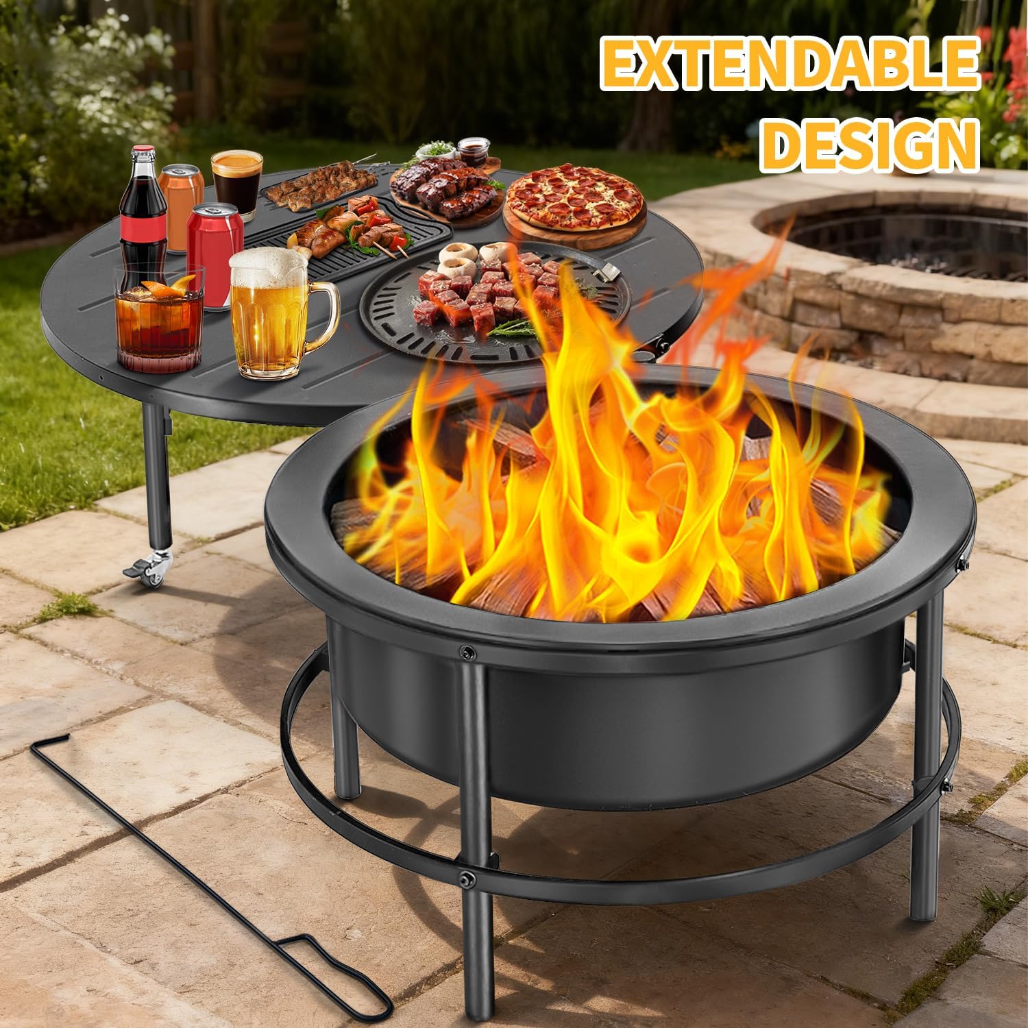 Fire Pits for Outside Wood Burning with 28