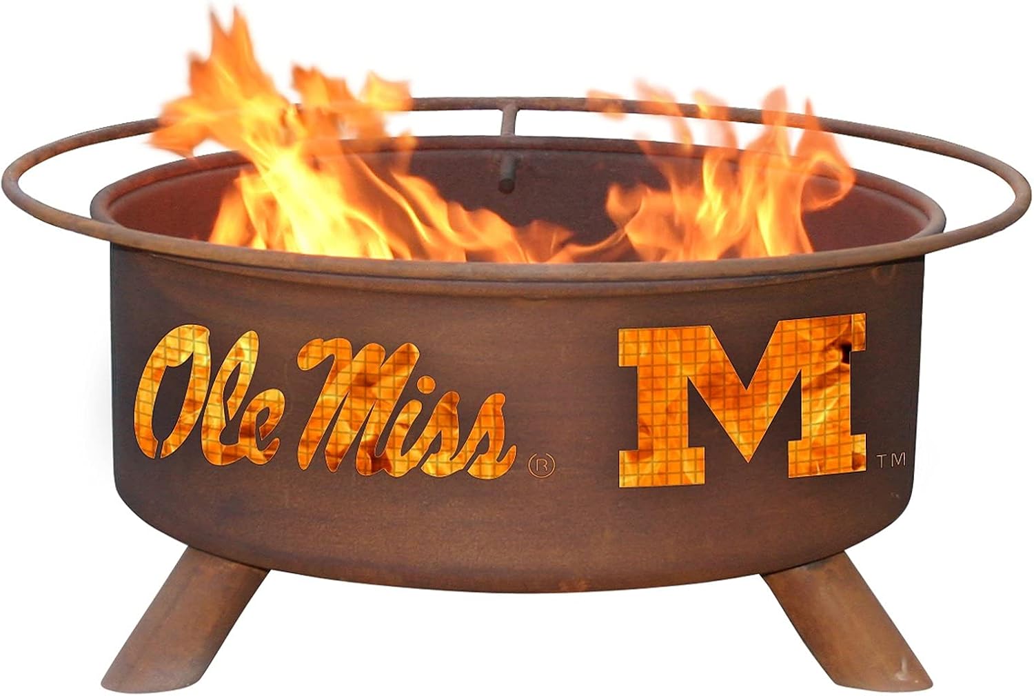 Patina Products F242 Ole Miss Steel Outdoor Fire Pit - 24 x 24 x 11 inch - Natural Rust Patina Finish