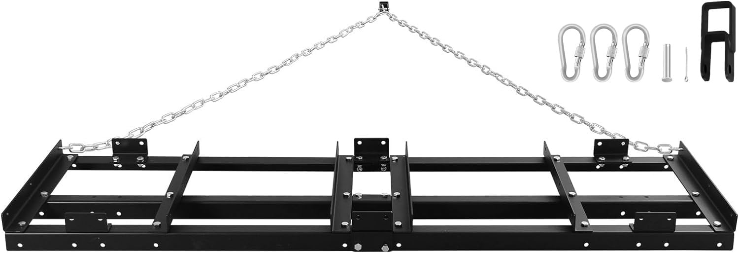 Drag Harrow - Driveway Pull Behind Lawn Leveling Rake Grader - Tow Behind Lawn Tractor Attachments for ATV, UTV, Or Mower - Heavy Gauge Powder Coated Welded Steel,6FT