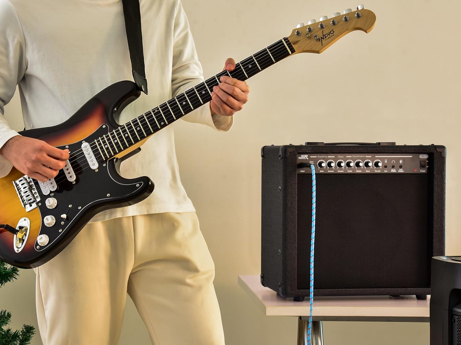 Monoprice 1x10 Guitar Combo Amplifier - Black, 40-Watt, Spring Reverb, 10-Inch 4-Ohm Speaker, High & Low Inputs, Headphone Output - Stage Right Series