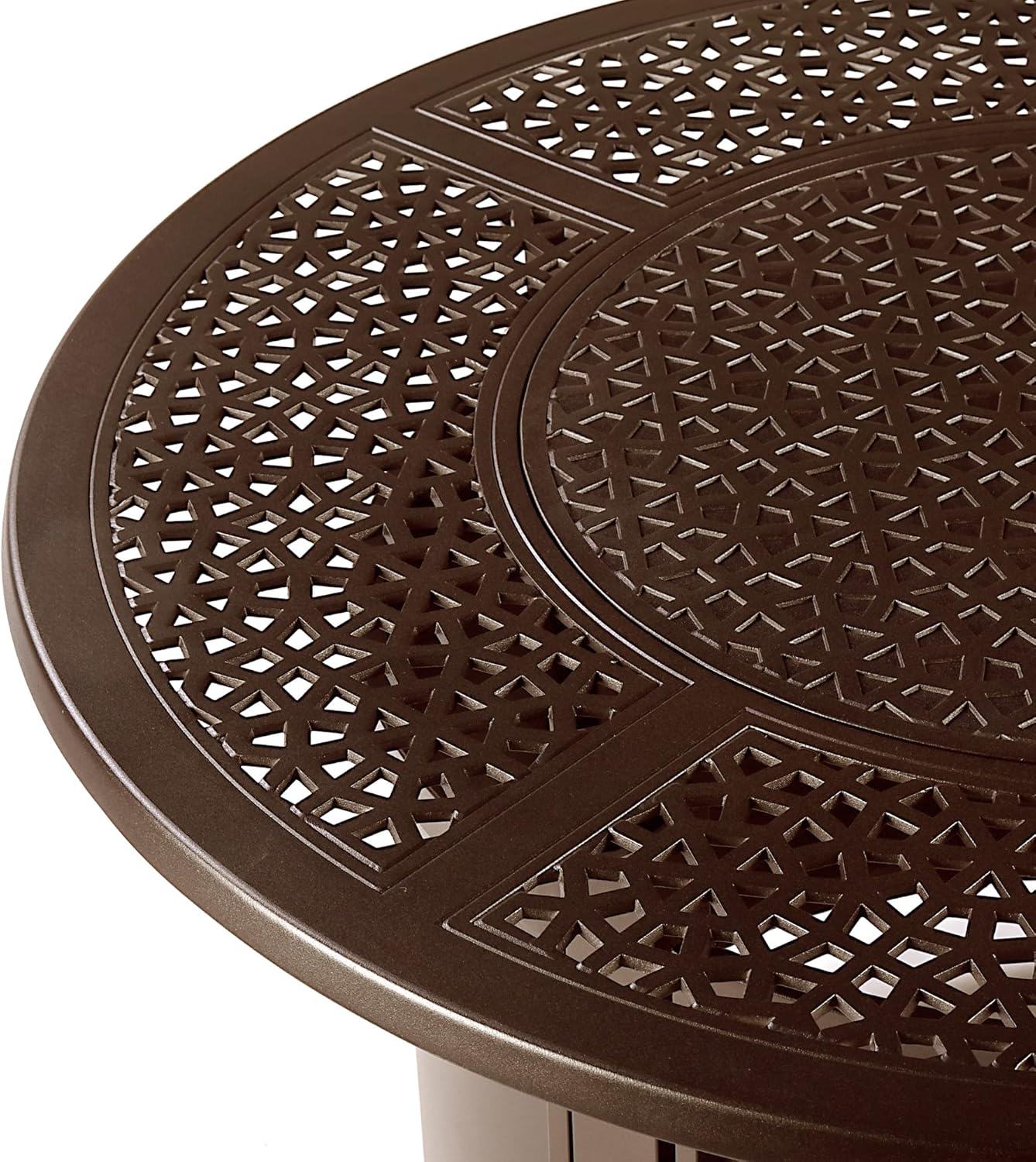 Oakland Living 44 in. x 44 in. Aluminum Propane Fire Pit Table with Glass Beads, Two Covers, Lid, 57,000 BTUs in Brown Finish