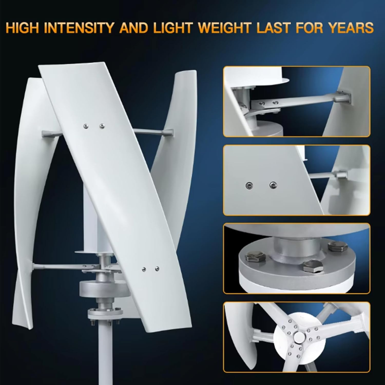 1000W 12V 24V 48V Wind Turbine Generator Kit Vertical Axis Wind Turbine Generator W/Controller, Wind Turbine Power Generation for Home Boats, Gazebos, Cabins