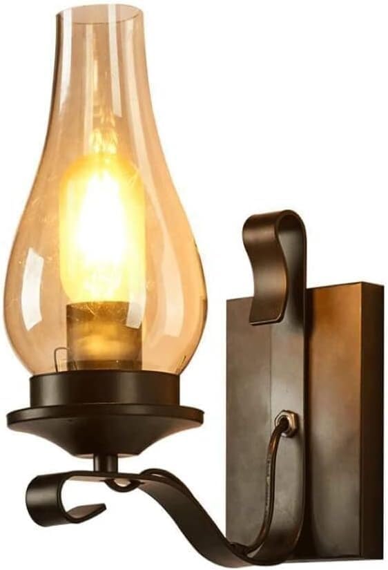 Modern Wall Light American Rustic Retro Industrial Wind Candlestick Kerosene Wall Lamp with Glass Shade, E27 Lighting Fixtures,Chandelier LED Ceiling Light