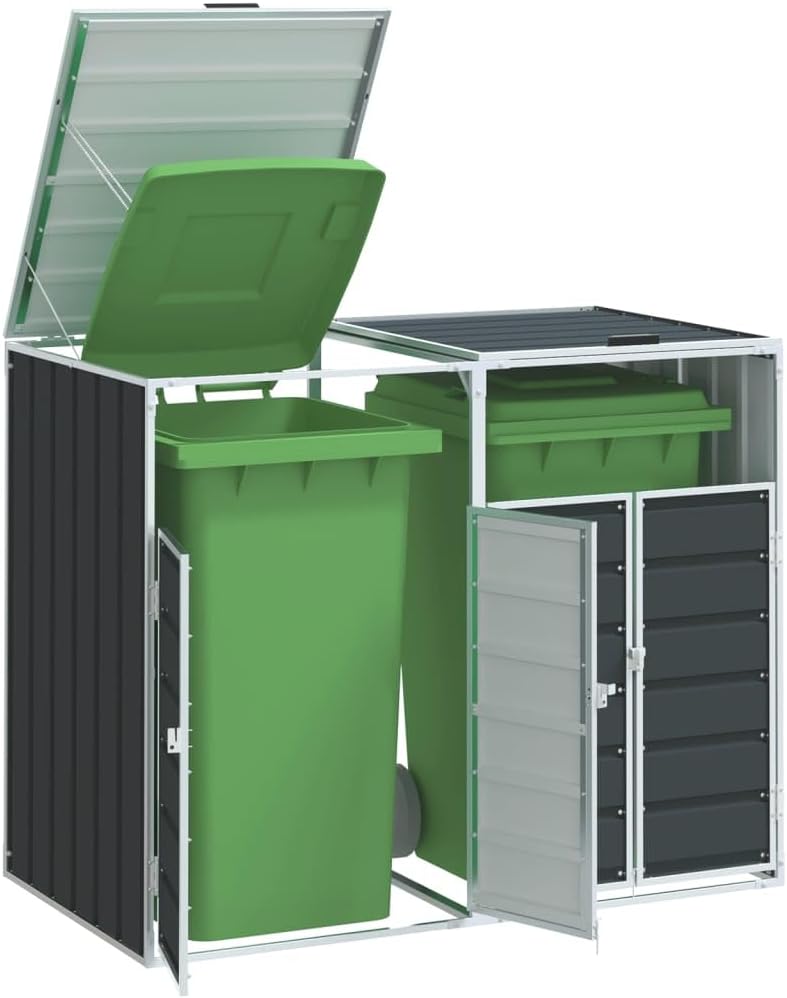 Steel Wheelie Bin Storage for Double Bins Anthracite 56.7
