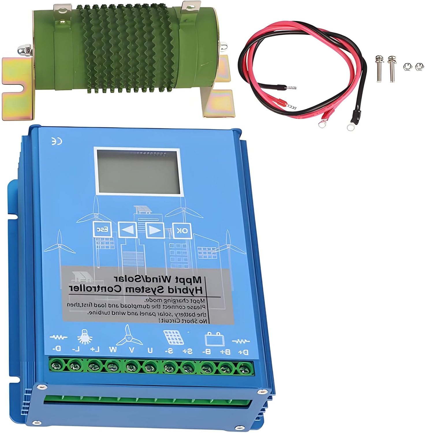 Off-Grid Hybrid Charge Controller 15000W,w/LCD Screen,12V 24V 48V MPPT Solar Wind Charging Controller,for Wind Solar Hybrid Energy Storage Power Station 12v/24V(Auto)