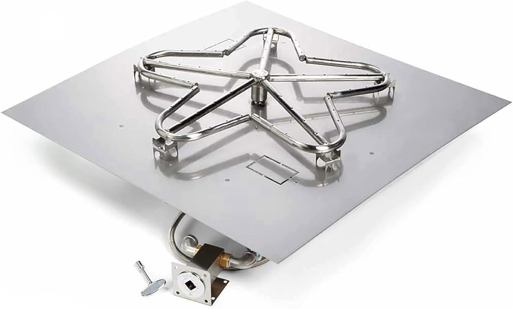 HPC Fire Match Light Gas Fire Pit Kit (TOR-MLFPK30SQ-FLEX-NG), 30x30 Pan, 18