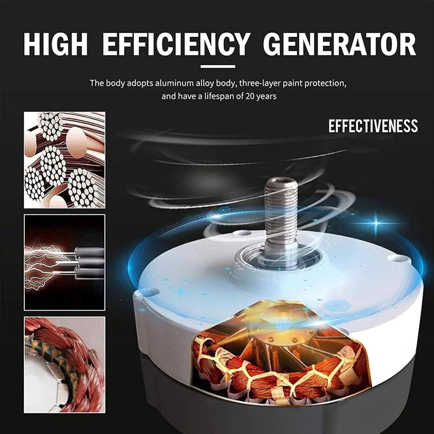 6000W Quiet Vertical Wind Turbine Generator - 3-Blade Residential Windmill for Boats & Street Lighting, Efficient 24V Power Controller, Eco-Friendly Renewable Energy Solution