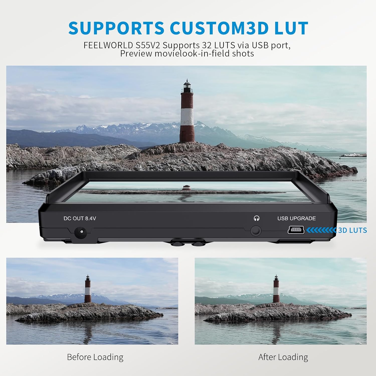 FEELWORLD S55 6 inch Camera DSLR Field Monitor Small Full HD 1920x1080 IPS LUT Video Peaking Focus Assist with 4K HDMI 8.4V DC Input Output Professional Video Accessories