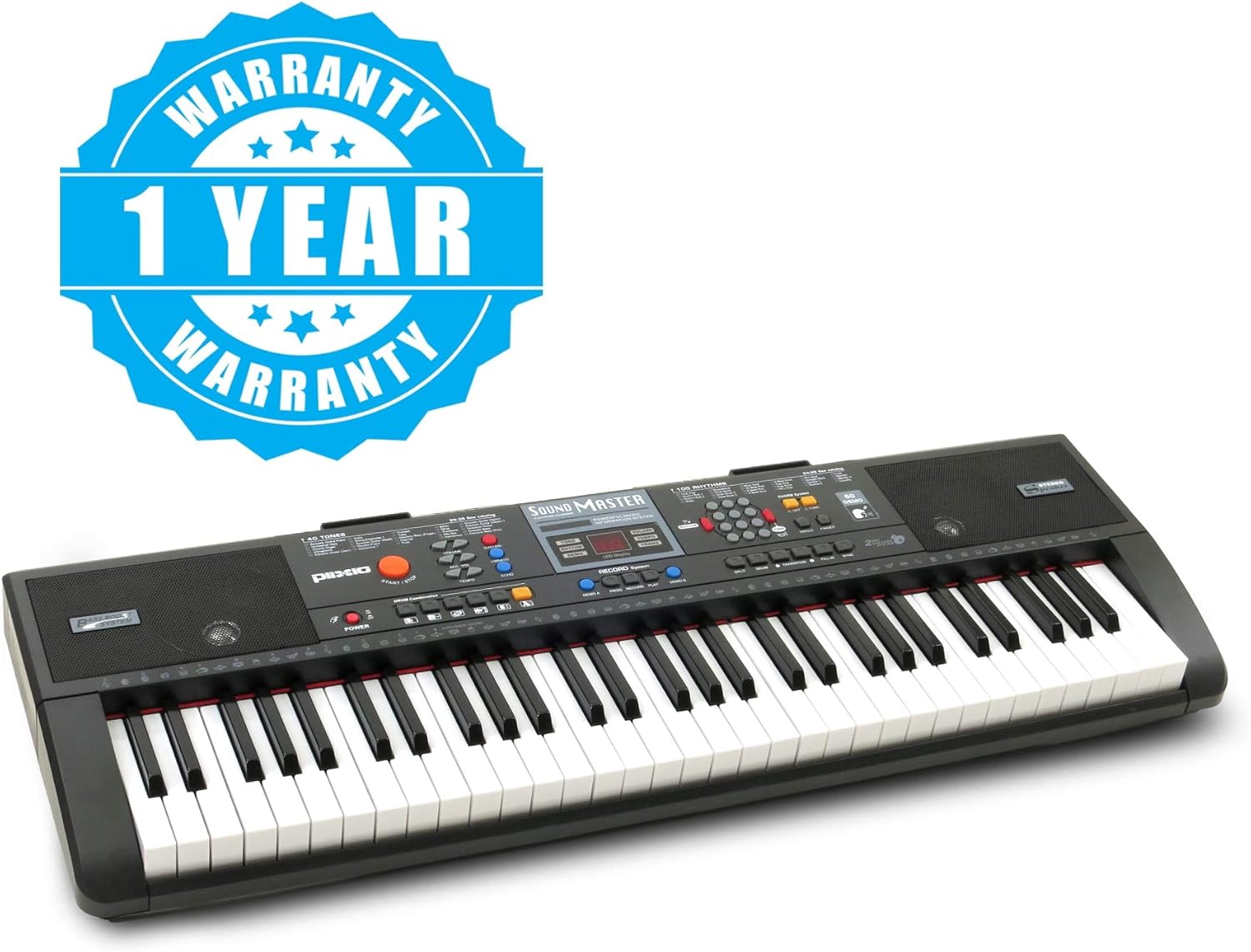 Plixio 61-Key Digital Electric Piano Keyboard & Sheet Music Stand - Portable Electronic Keyboard for Beginners (Kids & Adults)