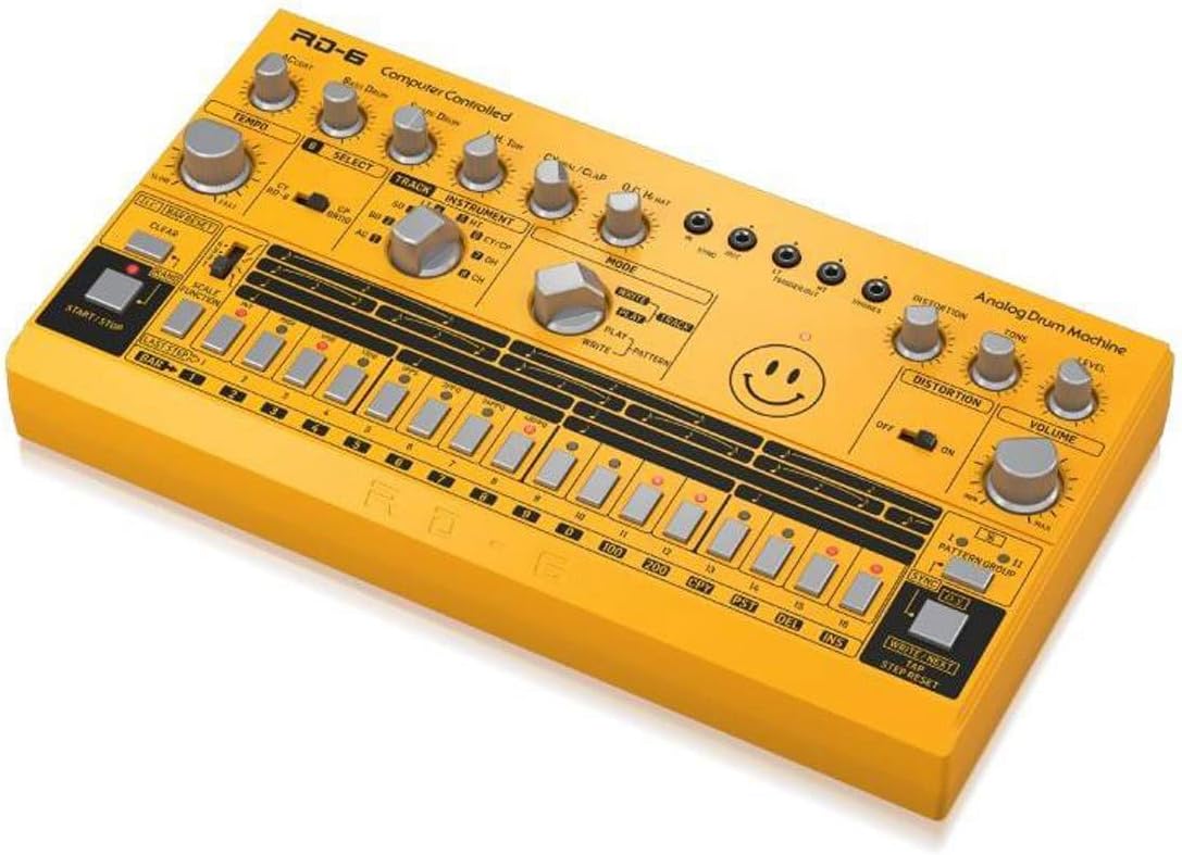 Behringer RHYTHM DESIGNER RD-6-AM Analog Drum Machine with 8 Drum Sounds, 64 Step Sequencer and Distortion Effects