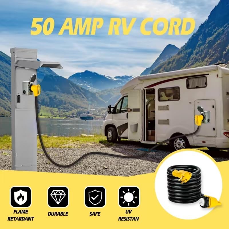 50 Amp 12FT Generator Cord and Power Inlet Box Combo Kit NEMA 14-50P Male to SS2-50R & CS6364 Twist Locking with Inlet Box for Generator and RV Camper to House Shore Power Connector