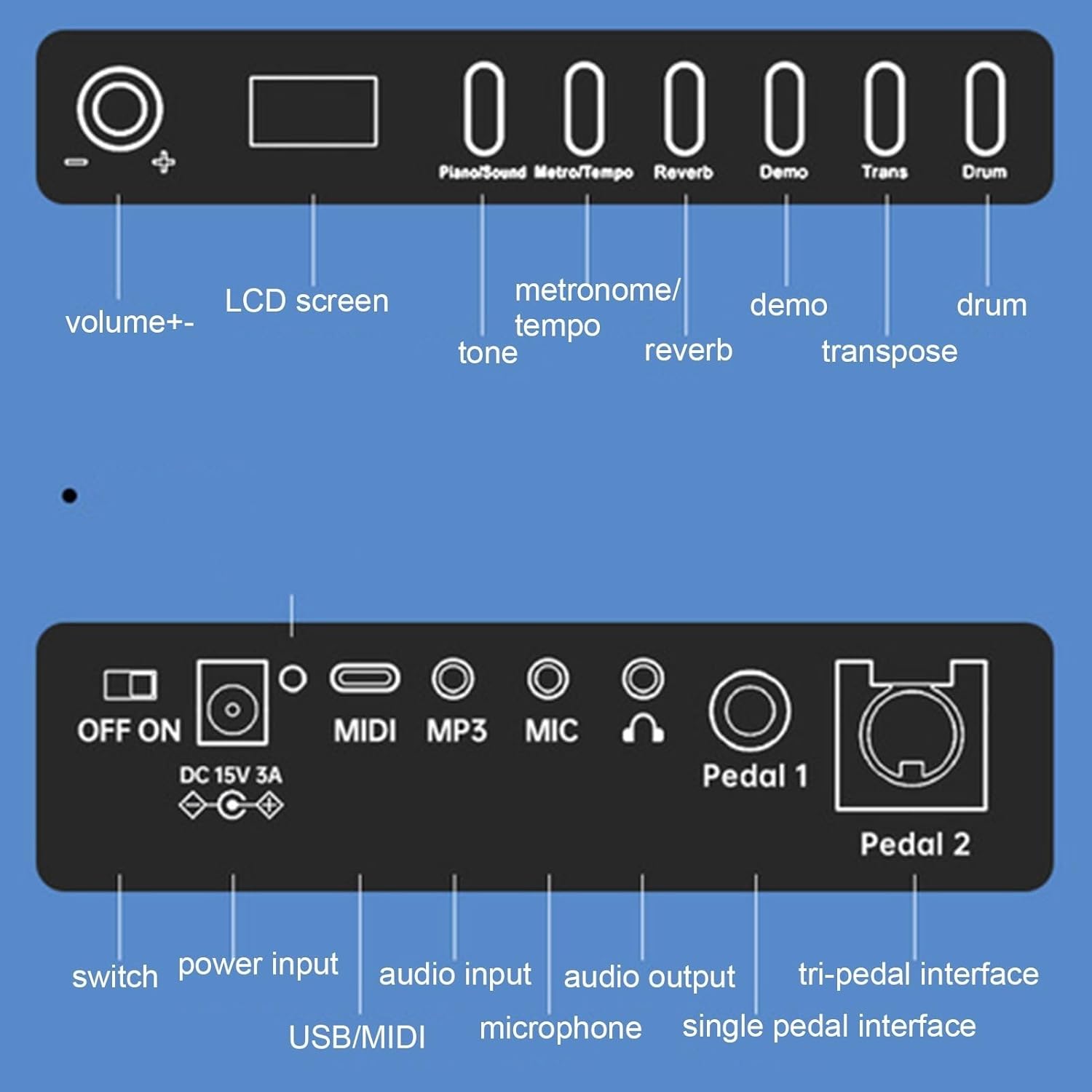 88 Keyboard, Rechargeable Keyboard With Bluetooth MIDI Foldable Digital Piano Portable Full Size Touch-Sensitive Electric Piano Built-in Dual Speakers For Beginners and Professional