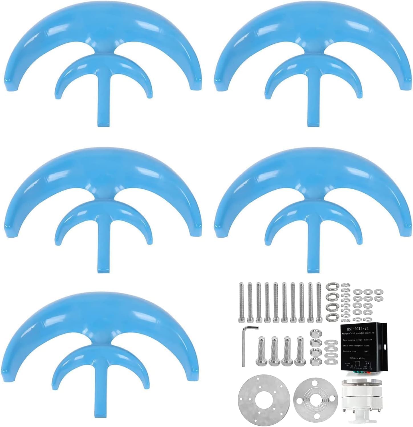 CHRISK Vertical Axis Wind Turbine Generator 5000W 5 Blades Wind Turbine Generator, 3 Phase AC Permanent Magnet Generator Wind Turbine Kit