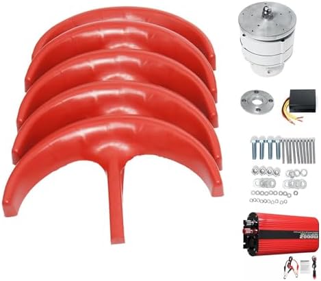 800W 5-Blade Vertical Axis Wind Turbine Kit - 12V/24V Wind Generator with 2000W Inverter for Home Use - Efficient Renewable Energy Solution with Permanent Magnet Technology