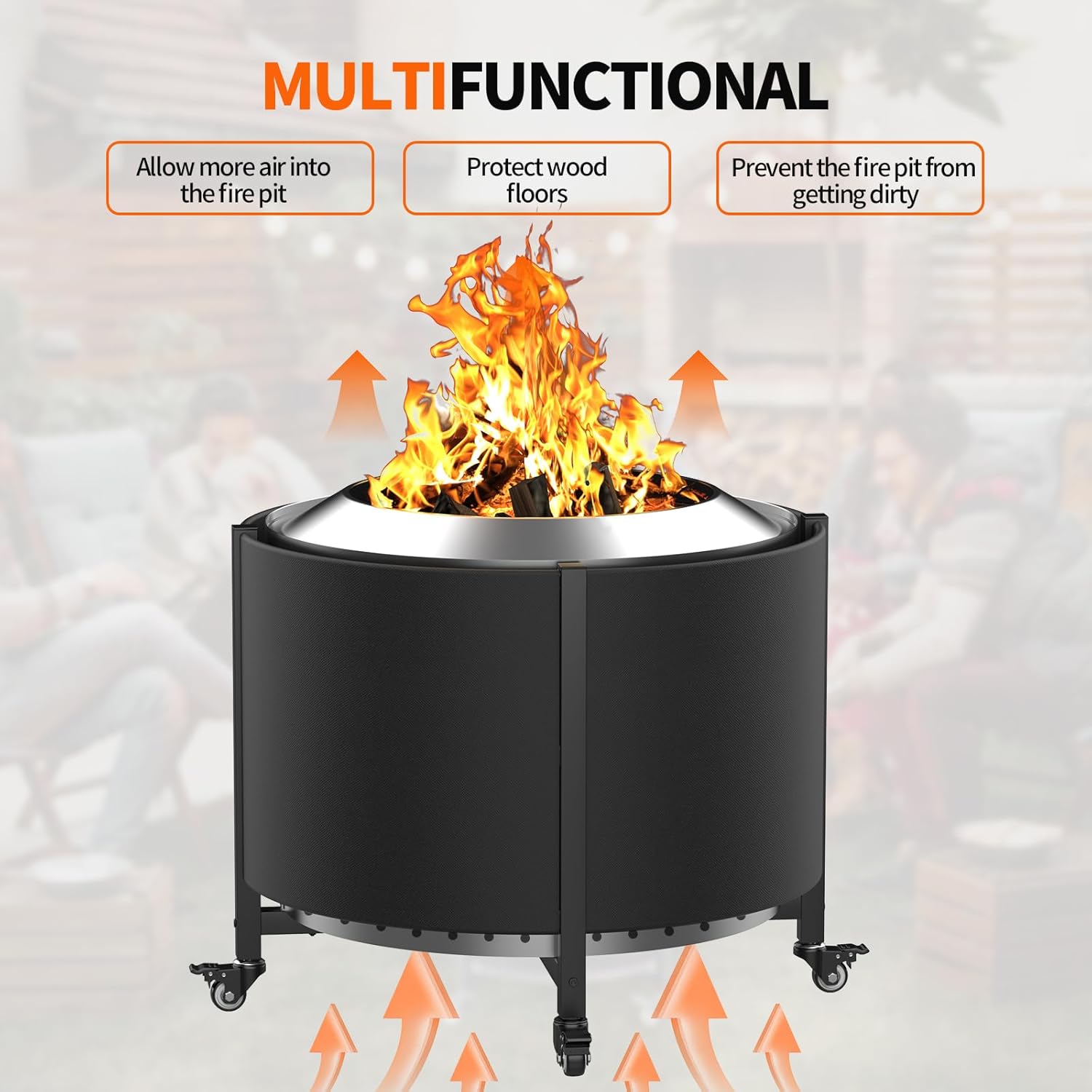 Riian Fire Pit Surround Tabletop for Solo Stove Bonfire,Wood Burning Fire Pit Surround Table for Outdoor,Small Patio, FirePit Accessories for Solo Stove Bonfire