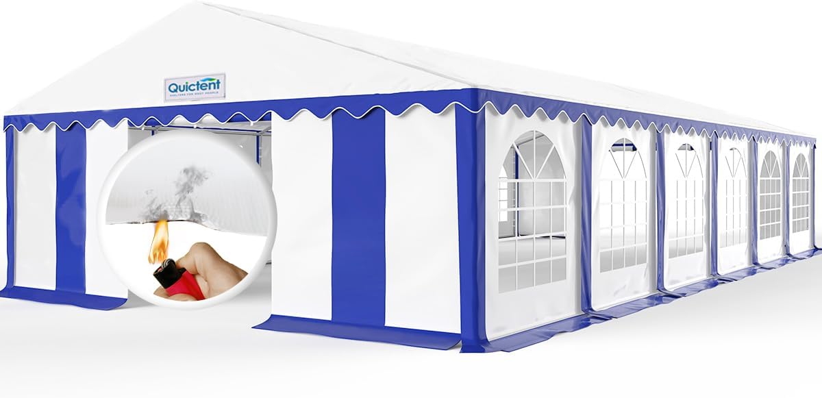 Quictent 20x40 Party Tent Heavy Duty Upgrade PVC Fire Retardent Vinyl Outdoor Gazebo Wedding Canopy Carport Shelter BBQ Tents with 12 Removable Sidewalls (Blue)
