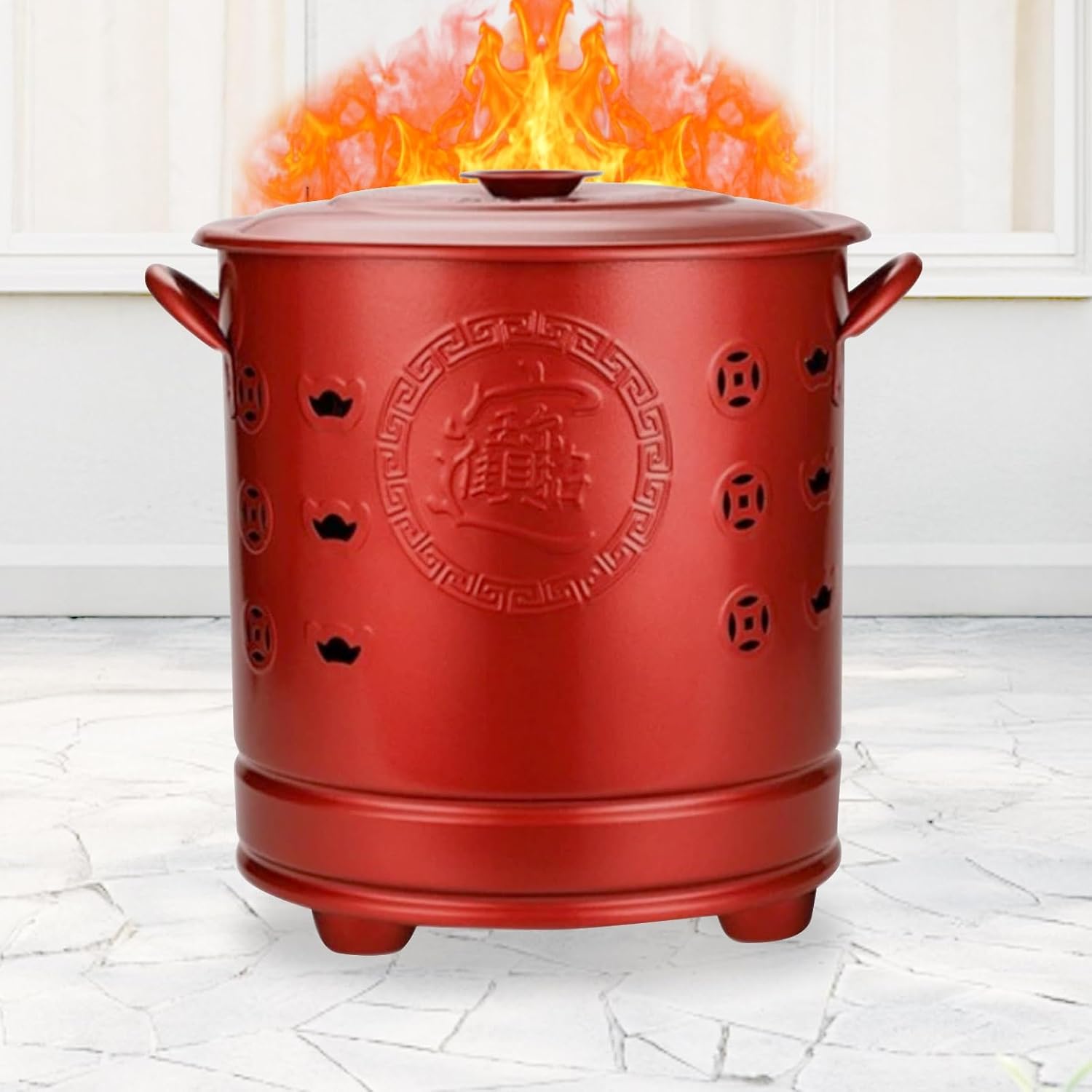 Stainless Steel Incinerator, Heat-Resistant Burn Barrel, Fire Barrel with Lid, for Leaves, Trash, Documents & Backyard Debris